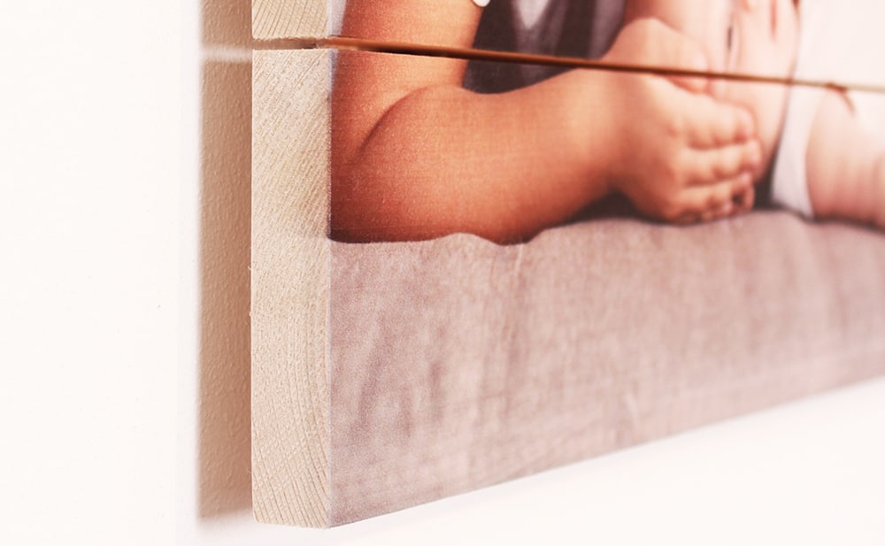 Your photo is printed directly onto natural wood, with the grain and texture subtly shining through. A warm, rustic look with a sturdy, authentic finish.