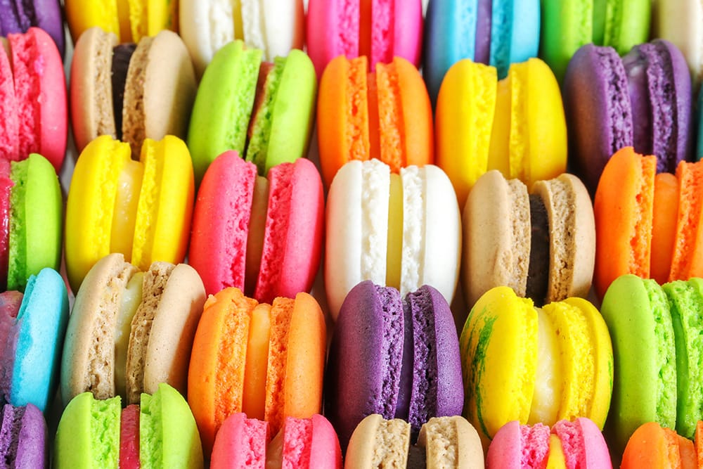 Coloured macarons