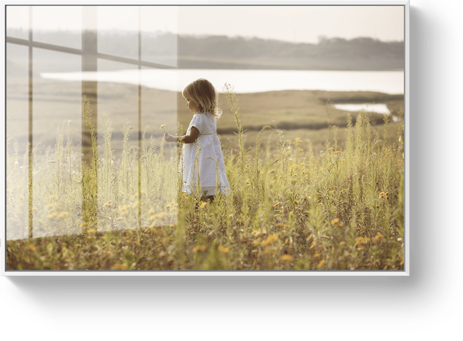 Acrylic glass photo print with white floating frame