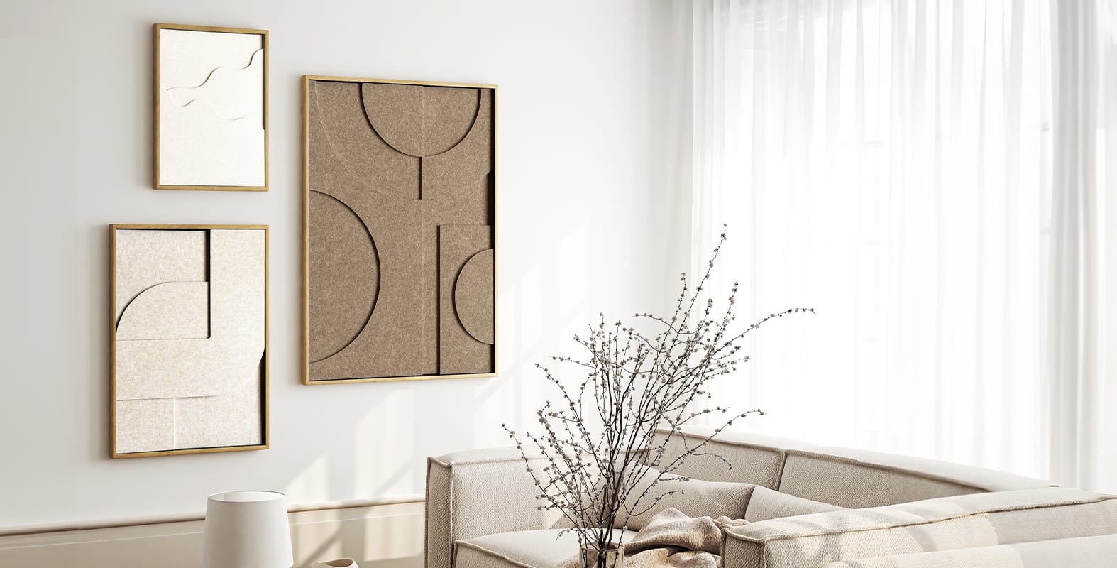 Felt Art. The trend of the moment, 3-layered felt in Japandi style! Delivered with a FREE premium frame!